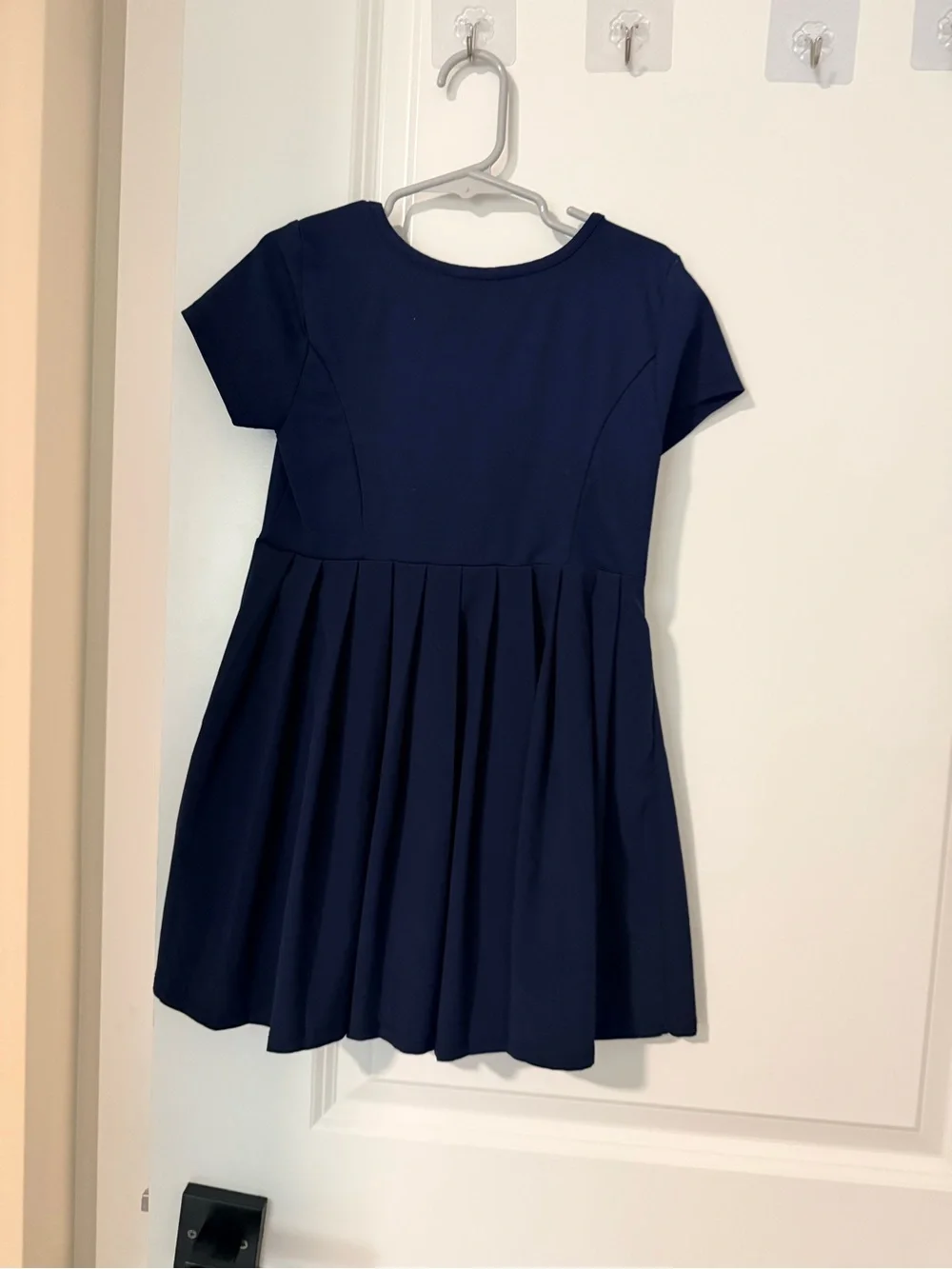The Childrens Place Girls Navy Short Sleeve Pleated Dress